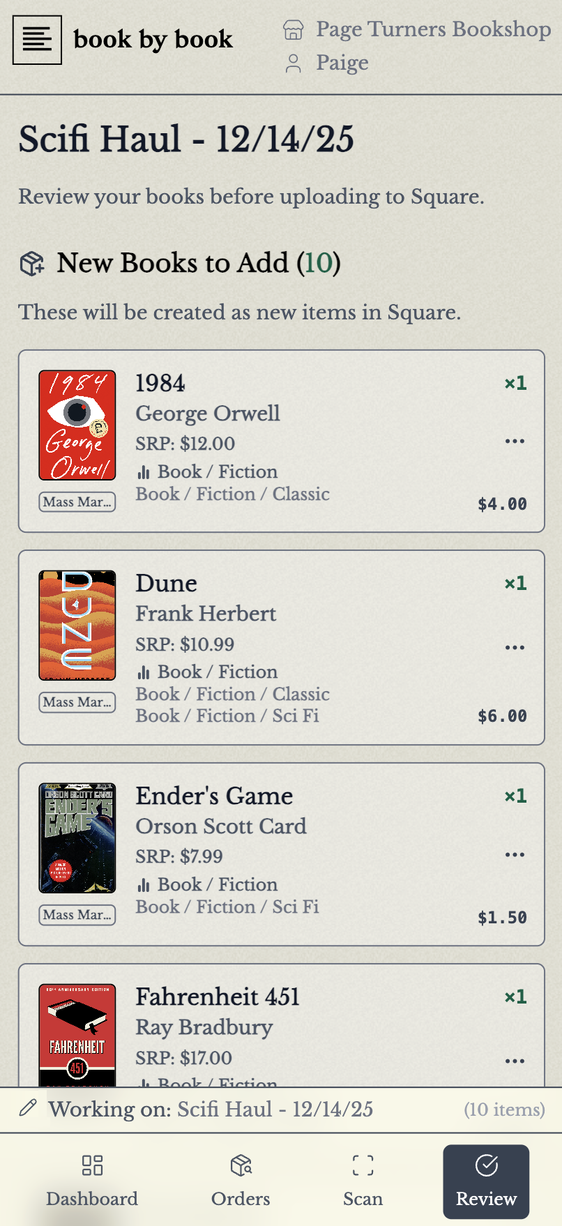 book by book screenshot with book cards