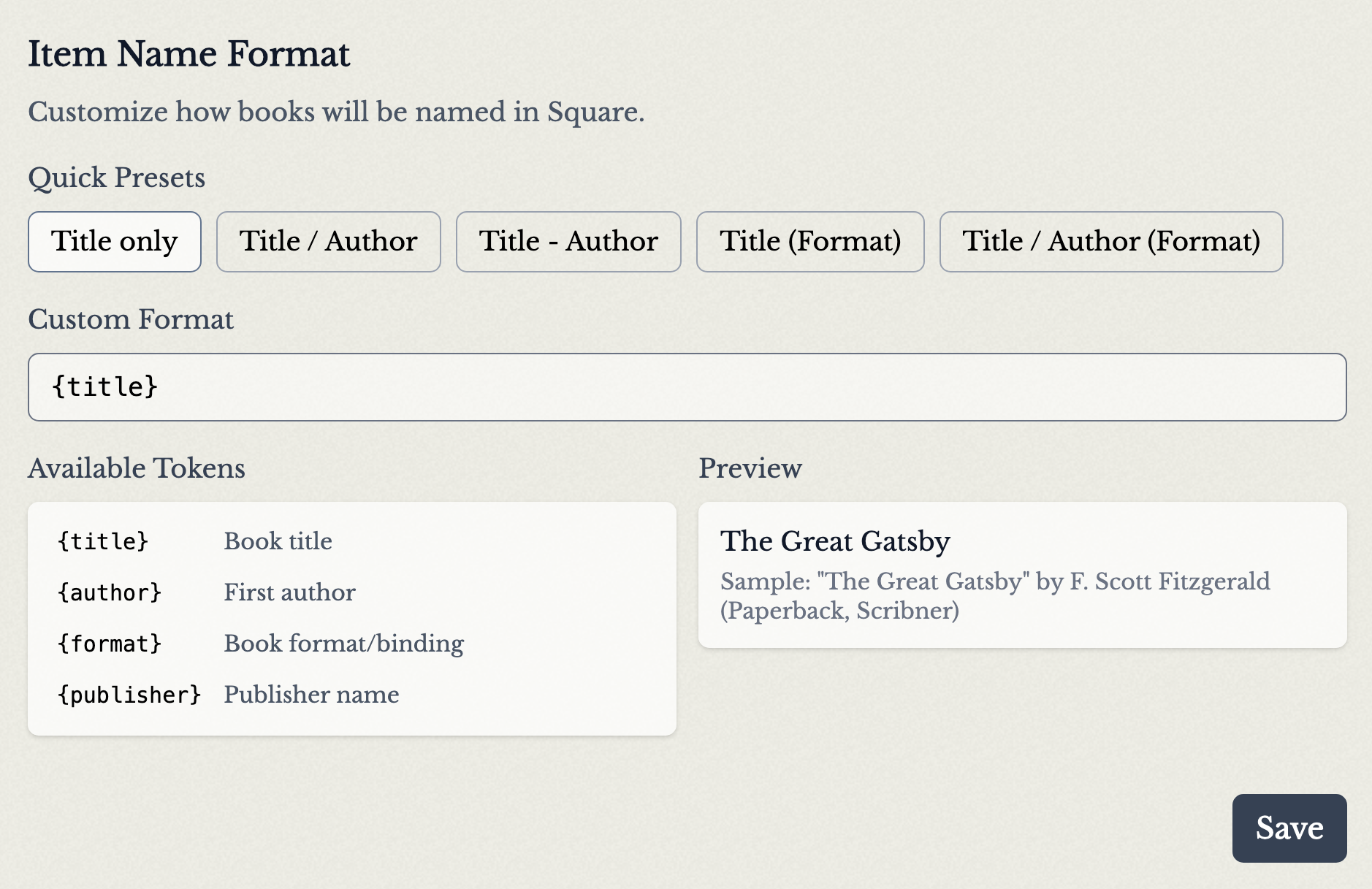 name format settings