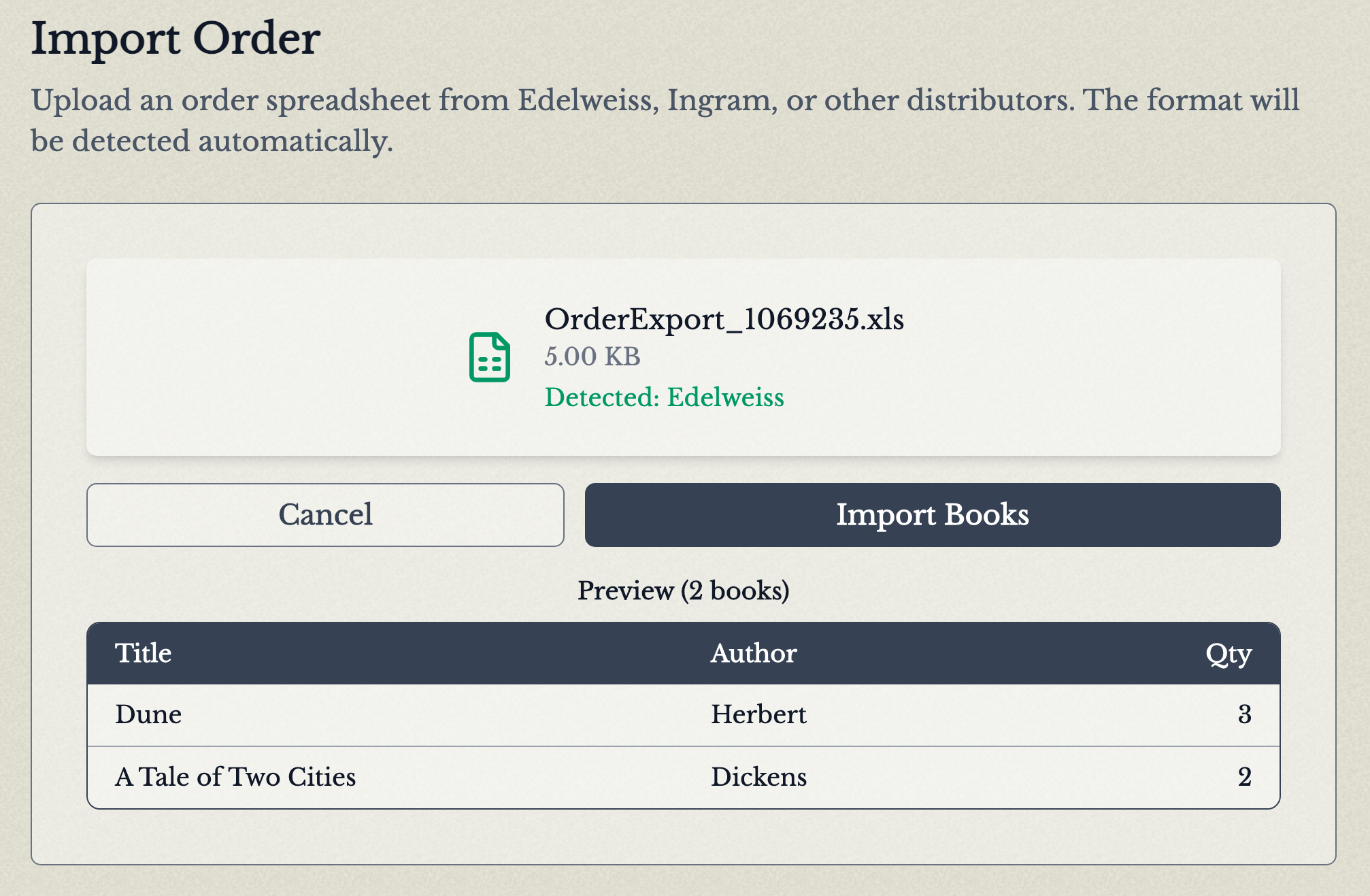 order import screenshot