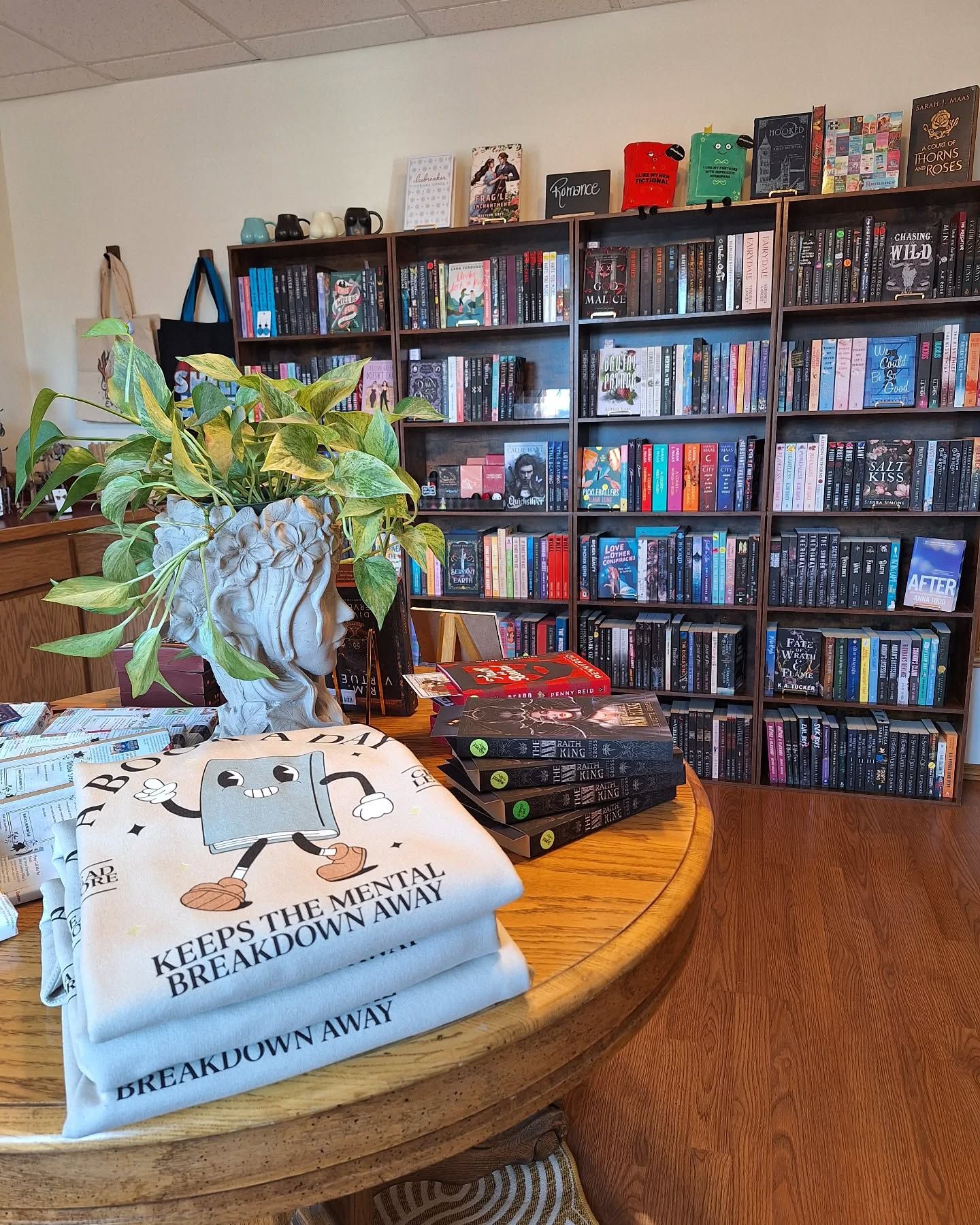 Bookshelves and merchandise inside The Yakima Book Co